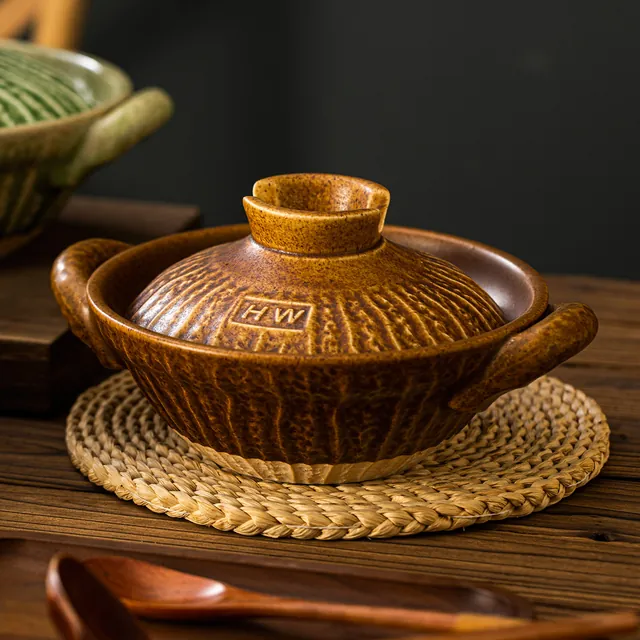 Reactive-Glaze Casserole, Deep, Brown glaze